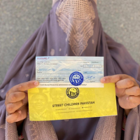 Widow receiving financial aid